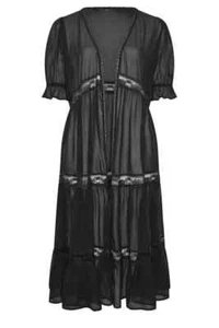 CURVE DAMEN KIMONO MAXILÄNGE MIT SPITZENDETAIL SCHWARZ NEU (ref 568) - Bild 1 von 4