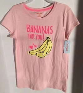 CAT & JACK Girls Pink Short Sleeve  Tee Shirt Size XL Bananas For You valentine - Picture 1 of 6