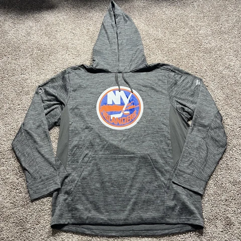 New York islanders Fanatics NHL authentic pro men’s Grey hoodie sweatshirt L Cover