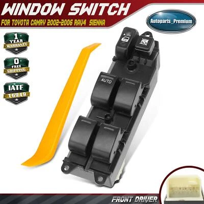 Interruptor de ventana eléctrica para Toyota Camry 02-06 RAV4 01-05 Sienna 04-09 delantero izquierdo Foto 1 de 4