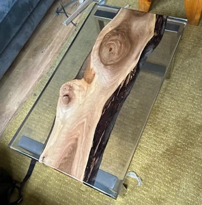 48"x24" Rectangle Clear Epoxy Resin Dining Table Top Unique Wood Hallway Tables - Picture 1 of 8