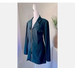 CHAQUETA/BLAZER VERDE DAWN JOY TALLA 11/12 SO COOL VINTAGE MICRO GAMUZA MICROFIBRA - Imagen 1 de 7