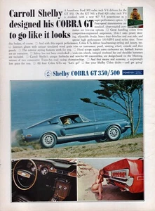 1968 Shelby Cobra GT 500 Ford Mustang Original Color Print Ad - Picture 1 of 1