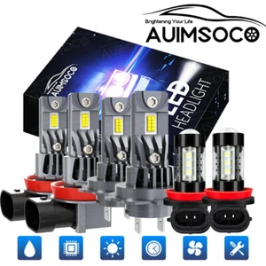Super Bright 10000K LED Headlight H7+H11+H11 High+Low Beam+Fog Light Bulbs 3Pair - Picture 1 of 16
