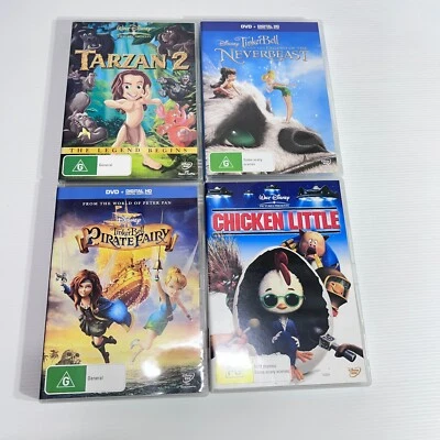Mixed Disney Bundle x4 DVDs : Tarzan 2 Tinker Bell x2 Chicken Little - image 1 of 3