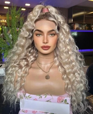 Deep Wave Ombre Platinum Blonde 13x4 Lace Front Human Hair Wig For Women - Image 1 of 4