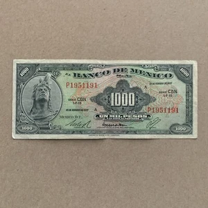 Chichen Itza Pyramid Rare Mexico 1000 Pesos Banknote 1977 Cuauhtemoc Currency - Picture 1 of 4
