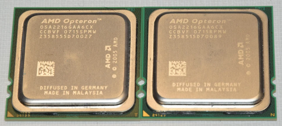Lot 2 AMD Opteron 2216 OSA2216GAA6CX 2.4GHz Dual Core CPU Processor Socket F - Image 1 of 1