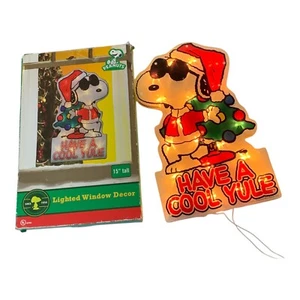 Peanuts Snoopy Have A Cool Yule Pre-Lit Window Decor 15" Kmart 2011 Joe Cool - Picture 1 of 19