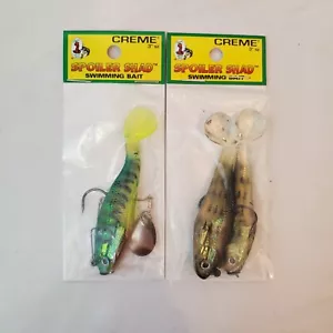 Creme 3" Firetiger Spoiler Spin & 3" Two Pack Chart Bunker Shad Swimming Bait - Picture 1 of 3