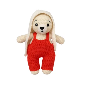 Crochet Red Bear Plush Soft Soft Toy Gift for Baby Girl & Boy | Size 9X7 Inch - Picture 1 of 7