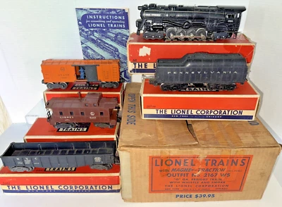 LIONEL  FREIGHT TRAIN SET OUTFIT #2167WS: STEAM LOCO/TENDER /3 FREIGHTS/OB/SET B - Image 1 of 4
