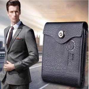 Men's Leather Bifold ID Card Holder Pocket Purse Coin Wallet Clutch Billfold - Picture 1 of 9