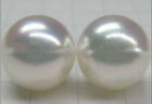 White Pearl Stud Earrings Huge 13-14Mm Genuine Perfect