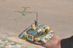 Vintage Mini Train Station Litho Tin Wind Up Toy , Collectible - Picture 1 of 9