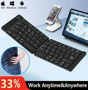 Portable Wireless Bluetooth Foldable Keyboard Windows Android iOS Tablet Phone - Picture 1 of 4