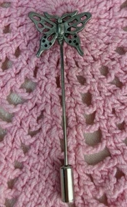 Pin palo mariposa vintage peltre plateado - Imagen 1 de 6