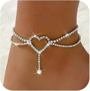 9Ct Round Cut Diamond Lab-Created Women's Fancy Anklet 14K White Gold Plated - Picture 1 of 8