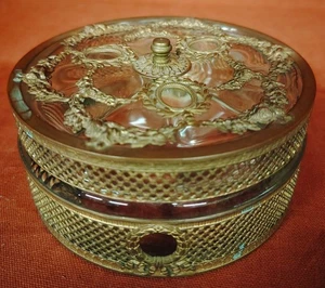 Antico cofanetto portagioie (contenitore cipria in polvere) - Foto 1 di 11