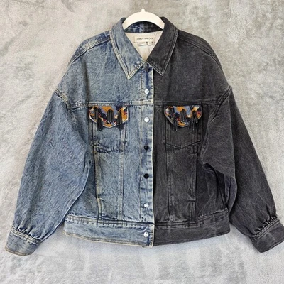 Dhruv Kapoor куртка женщин маленький джинсовой ткани бисером вышитый двухцветный художественный дизайнер - Изображение 1 из 4