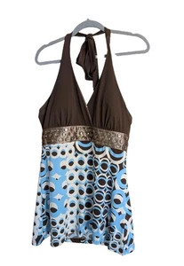 Vtg Vantity Halter Top Sz L y2k Embellished Festival Brown Fairy Hippie Boho - Picture 1 of 8