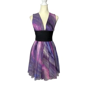 Elizabeth & James "Jana"100% Silk Purple Watercolor Chiffon Dress Women's Size 4 - Picture 1 of 16