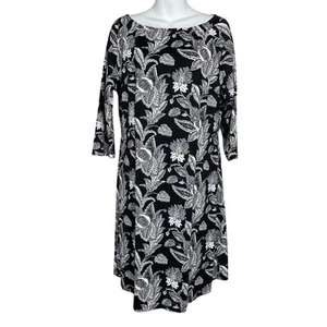 J. McLaughlin Catalina Leafy Floral Black White Sheath Dress Size L Workwear - Picture 1 of 6