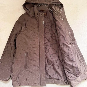 BALMAIN Long Light Down Coat Jacket Hoodie Quilted Logo Hardware Black Women’s L - Picture 1 of 10