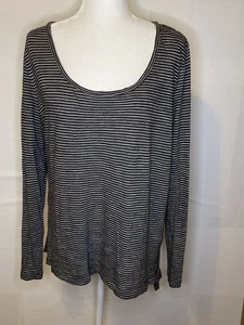 Banana Republic Womens Long Sleeve Striped Top Size XL Black & White - Picture 1 of 9