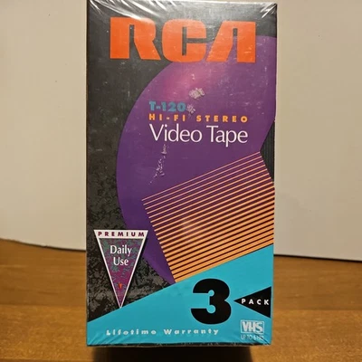 RCA 3-Pack T-120 VHS Hi-Fi Stereo Blank Cassette Tapes Standard Grade NEW SEALED - Image 1 of 3
