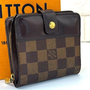 Cartera compacta plegable Louis Vuitton Damier Level cremallera redonda N61668 sin caja - Imagen 1 de 9