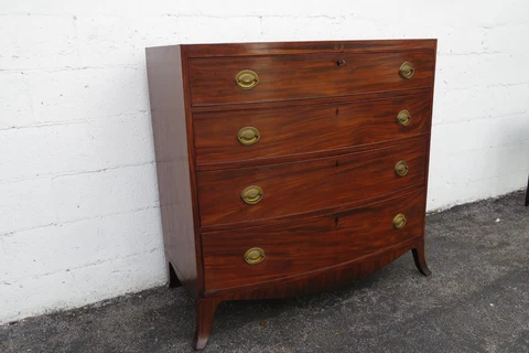 Hepplewhite 1800s Mahogany Inlay Bow Front Dresser Bathroom Vanity 3821 Cover