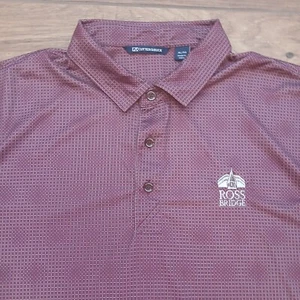 Cutter & Buck Polo Mens Extra Large Maroon Golf Shirt Ross Bridge Performance - Picture 1 of 10