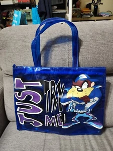 1998 Looney Tunes Tasmanian Devil Blue Clear Bag - Picture 1 of 10
