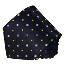 Men's Yellow-white-navy Blue Geometric and Tiny Pattern Tie