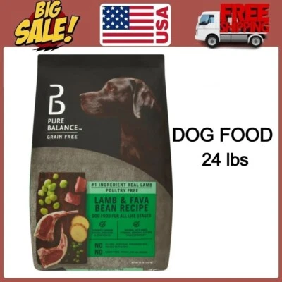 Receita de feijão de cordeiro e fava Pure Balance ração seca para cães, sem grãos, 24 libras - Imagem 1 de 4