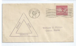 US FDC 716 2c Olimpiadi 1932 LAGO PLACID 25 giugno 1932 William PHIPPS Calais Maine - Foto 1 di 2