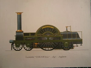 Planche gravure publicitaire locomotive train : Cornwall 1847 Angleterre - Imagen 1 de 2
