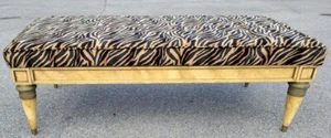 Custom Made 1940s Hand-Painted Ivory Coffee Table Bench with Bronze Accents - Picture 1 of 13