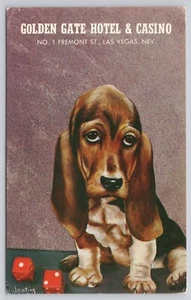 Las Vegas Nevada Golden Gate Hotel and Casino Gambling Hound Dog c1969 Postcard - Picture 1 of 2