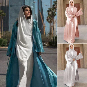 Maxi Vestido Abaya Mujeres Musulmán Cárdigan Batas Largas Kimono Pavo Dubai Árabe - Imagen 1 de 18