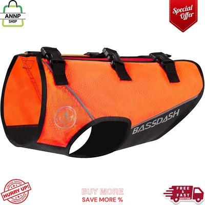 BASSDASH Dog Safety Vest Lightweight Water Resistant Chest Protection Blaze Oran - Image 1 of 4