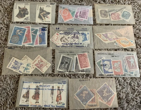 GREAT ROMANIA STAMP LOT IN GLASSINES CTO WITH SHORT SETS, NO DUPLICATION Cover