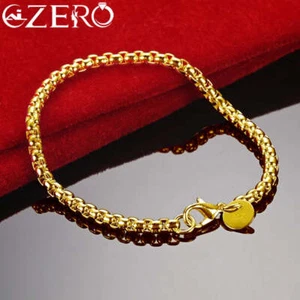 18 Karat Gold Armbänder 925 Sterling Silber 4 mm Kette Armband für Frau Mann - Bild 1 von 7
