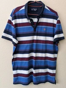 Original Pinguin Polo Herren große farbige Streifen blau weiß rot - Bild 1 von 7