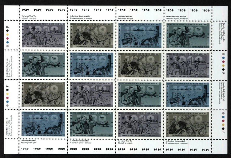 CANADA SHEET 1260-1263phMNH 38c x 16 SECOND WORLD WAR - 1939 - Image 1 of 1
