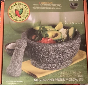 Casa Maria Large Natural Stone Mortar and Pestle 8.5" Best In Class - Picture 1 of 2