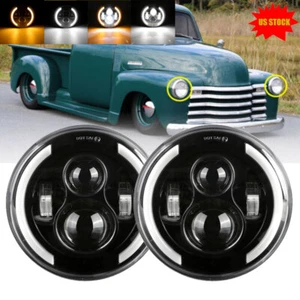 Par de faros LED redondos de 7 pulgadas ojos angulares para Jeep Wrangler JK LJ TJ CJ - Imagen 1 de 11