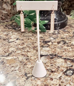 Store Earring Display Tree White faux leather weighted 5.5" tall - Picture 1 of 5