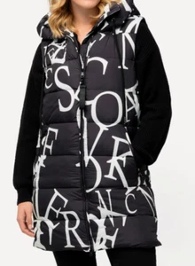100 € SALE Ulla Popken Stepp Weste Lang Dick Warm Lettering XXL 50 Print - Bild 1 von 4